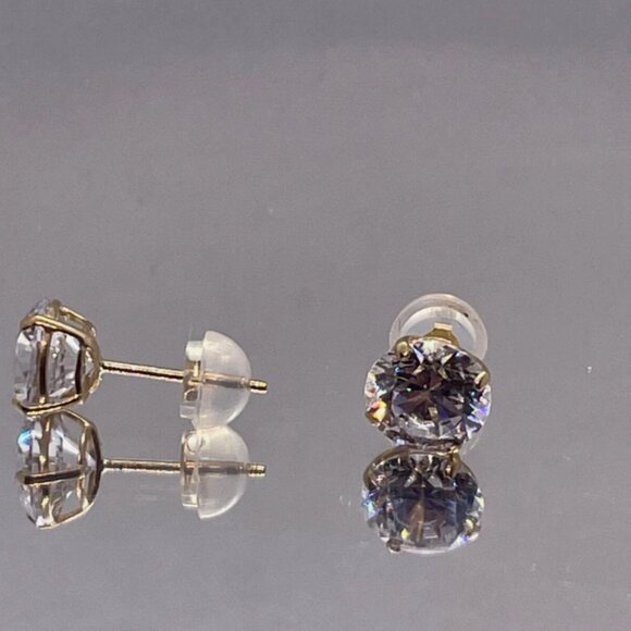 10K SOLID YELLOW GOLD STUD EARRINGS / W 2 CARATS DIAMONDS